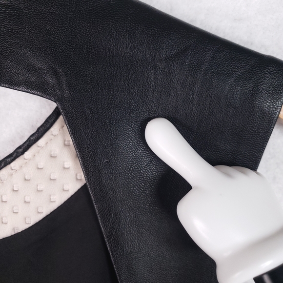 RACHEL Rachel Roy Textured A Line Skater Faux Leather Trim Scuba Dress - Picture 11 of 16